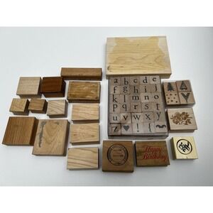 51 Pc Lot Mixed Sizes Blank Wood Rubber Stamp Mount Wooden Blocks for DIY Craft